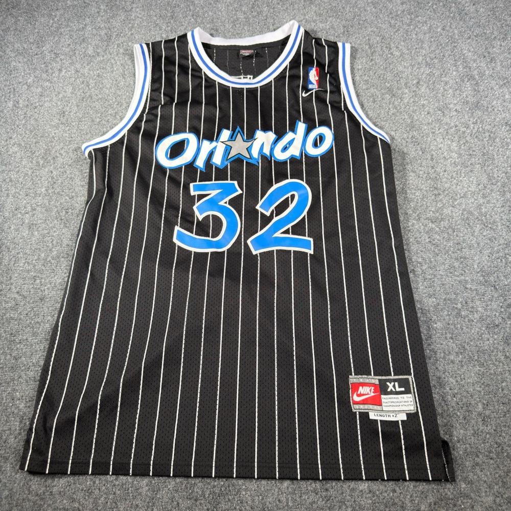Vintage Nike Shaquille O'Neal Orlando Magic #32 Jersey Mens XL Black Pinstripe
